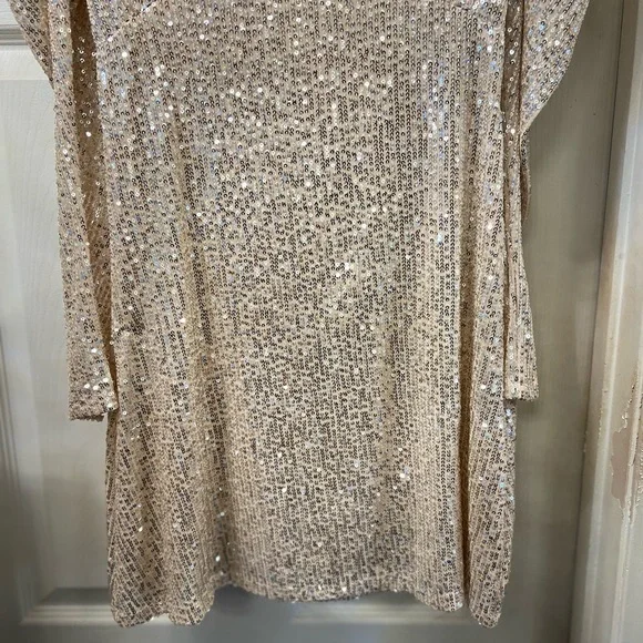 NEW ZARA SEQUIN GOLD COCKTAIL DRESS - Picture 4 of 12